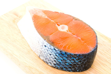 Salmon meat isolated on white background