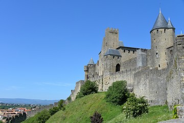 Fototapeta na wymiar Die Westseite der Festung Carcassonne