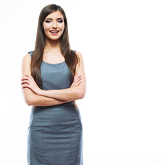 Portrait of smiling business woman, isolated on white background