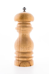 Black pepper wood bottle isolated on white background
