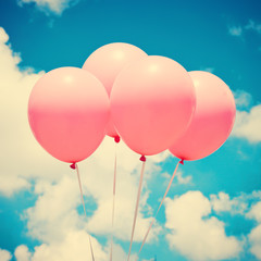 Fototapeta na wymiar Four vintage pink balloons