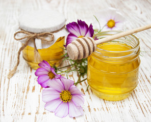 Honey with flowers