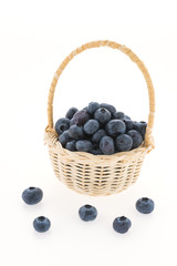 Blueberry basket isolated on white