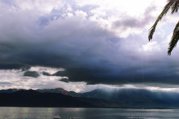 Heavy clouds over the bay