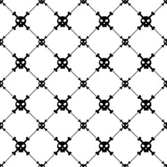 Naklejka premium Black skull and bones pattern