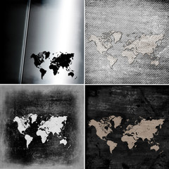 grunge map of the world, set