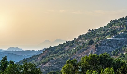 Aeolian islands,view from  Novara di Sicilia, Messina.