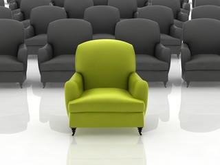 Obraz premium green leather sofa