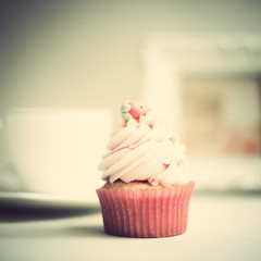 Vintage strawberry cupcake