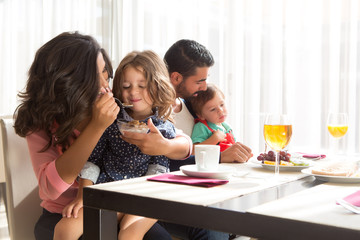 Family having breakfast