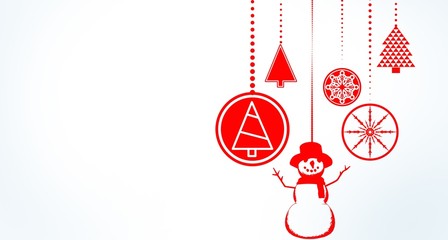 Hanging christmas decorations with copy space