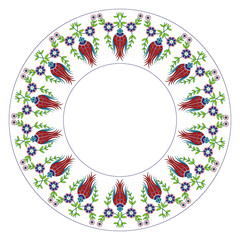 Traditional vintage ottoman turkish tulip plate tile design - 71944742