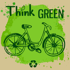 Ecology poster with sketch style bike