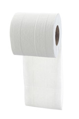 Toilet paper against white background