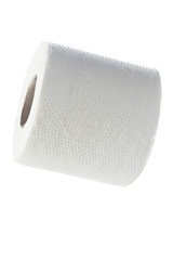 Toilet paper against white background