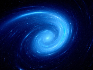 Blue glowing spiral galaxy - obrazy, fototapety, plakaty