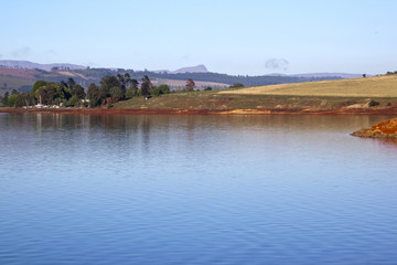 Landscape view of Midmar dam and countryside