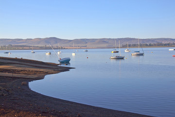 Early morning view of boat slipway on Midmar dam