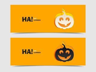 Black and wight smile pumpkin paper cut out
