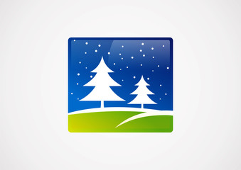 pine tree snow rain christmas icon vector