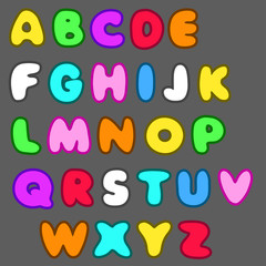 vector english alphabet in cartoon style
