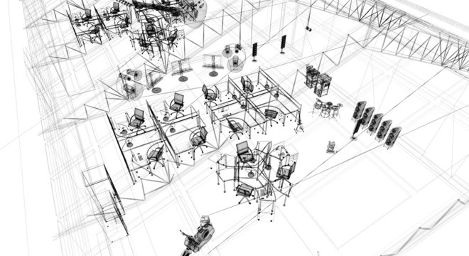 Ufficio coworking scrivanie, studio , startup