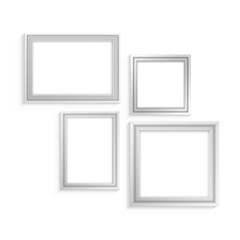 white frame set for paintings isolated on white background