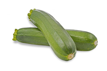 Zwei reife Zucchinis auf weißem Hintergrund