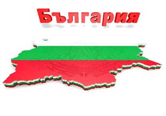 Fototapeta premium map illustration of Bulgaria with flag