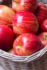 Fresh ripe apples in basket 