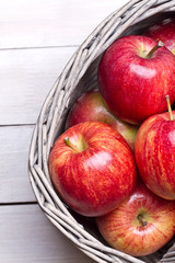 Fresh ripe apples in basket 