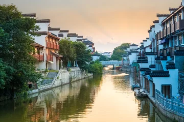 Foto op Plexiglas Rivier beautiful nanjing qinhuai river in sunset
