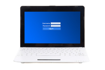 little laptop with login and password panel on screen isolated o