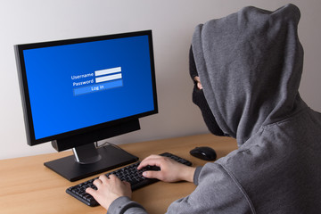 male thief log in to computer