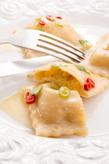 Ravioli with spicy butternut pumpkin filling
