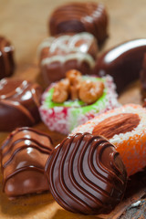 Chocolate bonbon and turkish delight