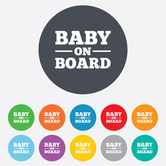 Baby on board sign icon. Infant caution symbol.