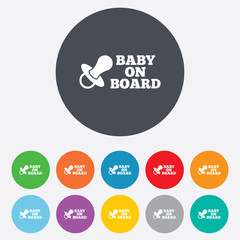 Baby on board sign icon. Infant caution symbol.