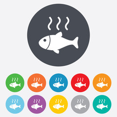 Fish hot sign icon. Cook or fry fish symbol.