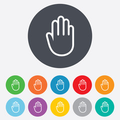 Hand sign icon. No Entry or stop symbol.