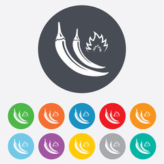 Hot chili peppers sign icon. Spicy food symbol.