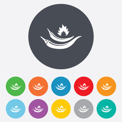 Hot chili peppers sign icon. Spicy food symbol.