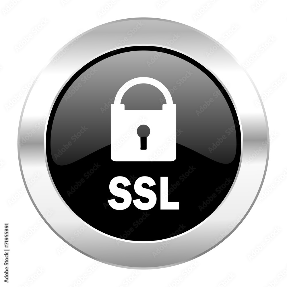 Aufkleber ssl black circle glossy chrome icon isolated