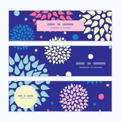 Vector colorful bursts horizontal banners set pattern background