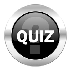 quiz black circle glossy chrome icon isolated