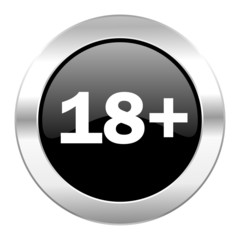 adults black circle glossy chrome icon isolated