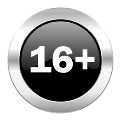 adults black circle glossy chrome icon isolated