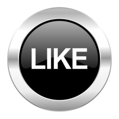 like black circle glossy chrome icon isolated