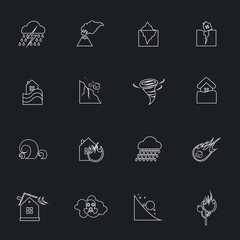 Natural disaster outline icons set