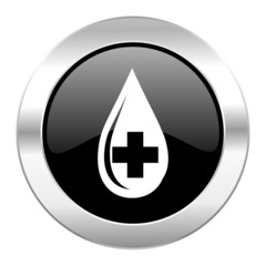 blood black circle glossy chrome icon isolated